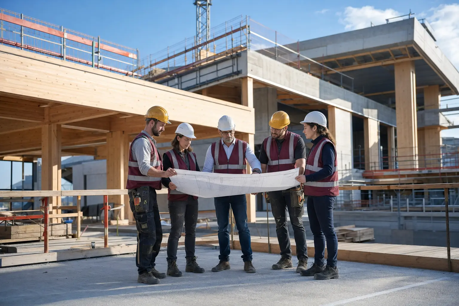Construction team at work